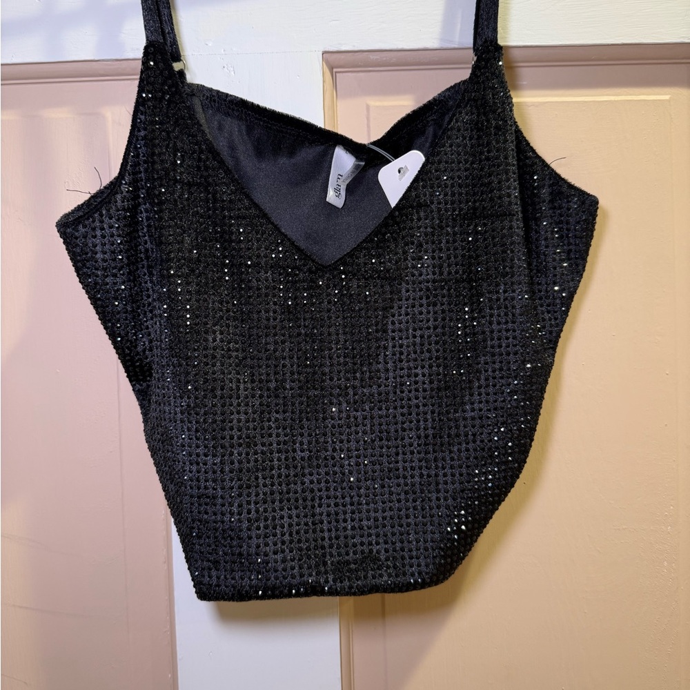Glam Black Sequin Camisole Top